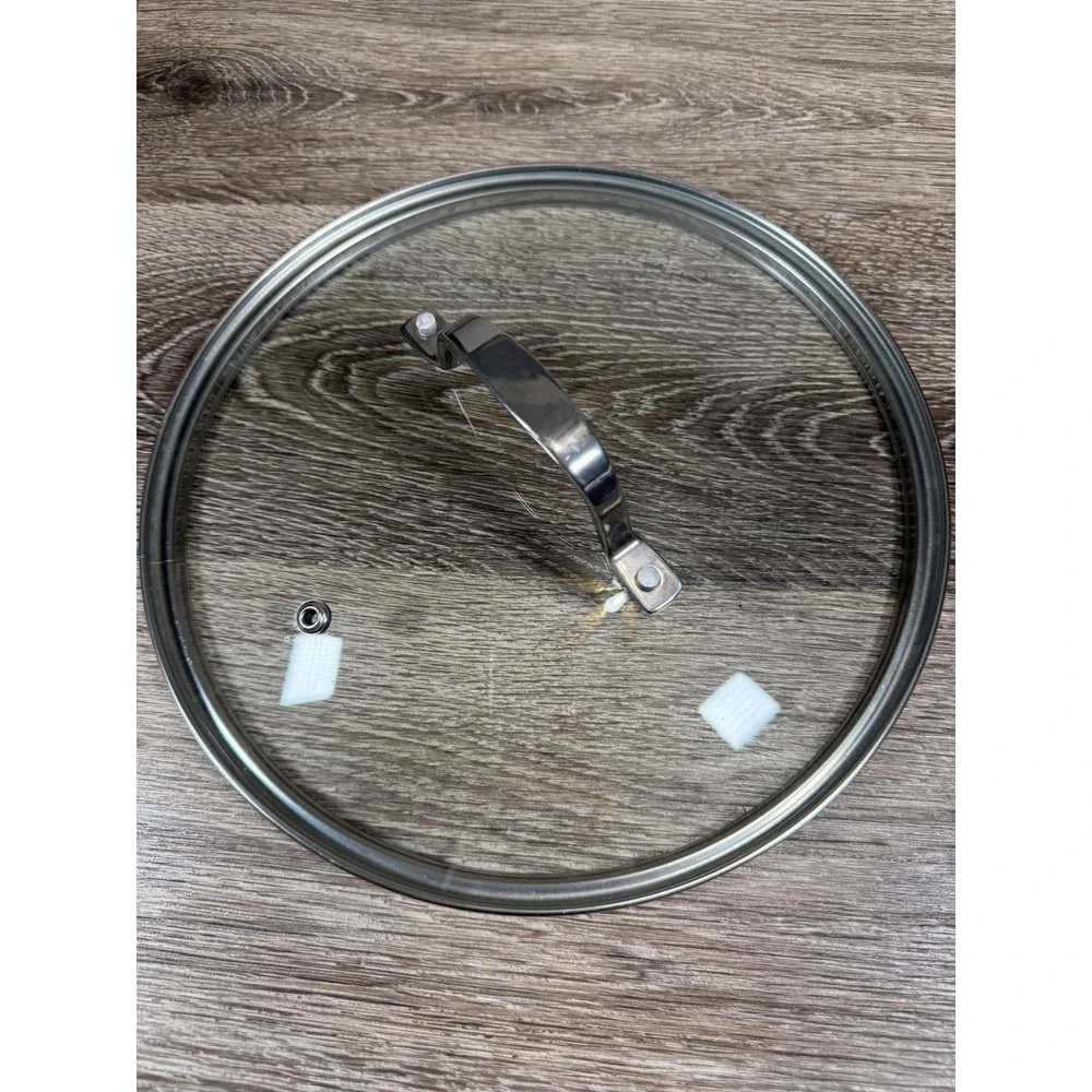 Universal Glass Pot Lid Stainless Steel Rim Vented Handle 11‎ Inch Diameter